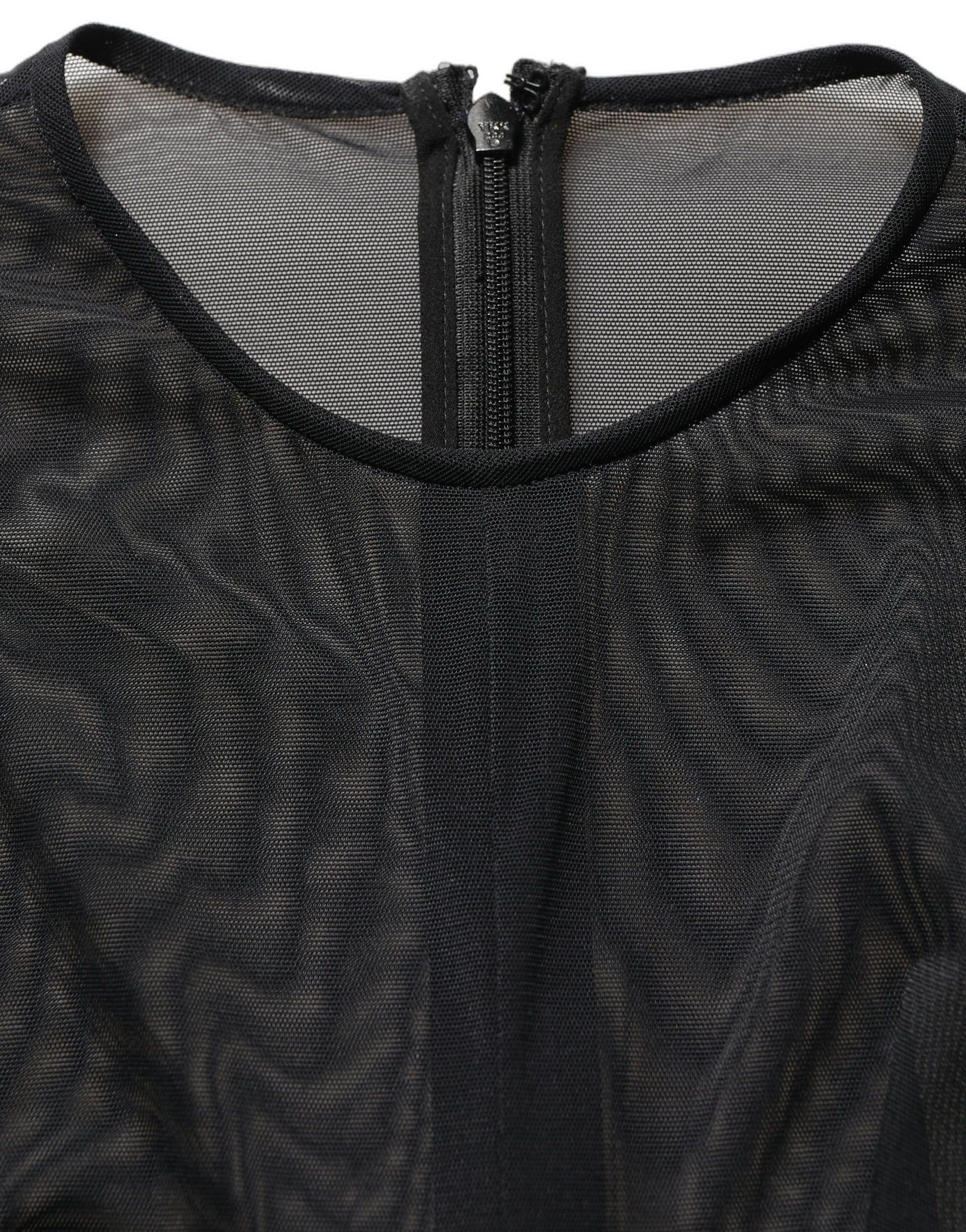 Dolce & Gabbana Black Long Sleeve Sheer Fitted Maxi Dress Dolce & Gabbana