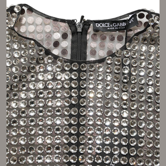 Dolce & Gabbana Beige Crystal Embellished Long Gown Dress Dolce & Gabbana