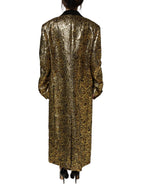 Dolce & Gabbana Gold Floral Jacquard Wool Trench Coat Jacket