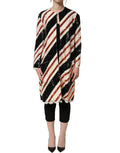 Dolce & Gabbana multicolor stripe sequin duster coat jacket with vibrant pattern and shimmering details.