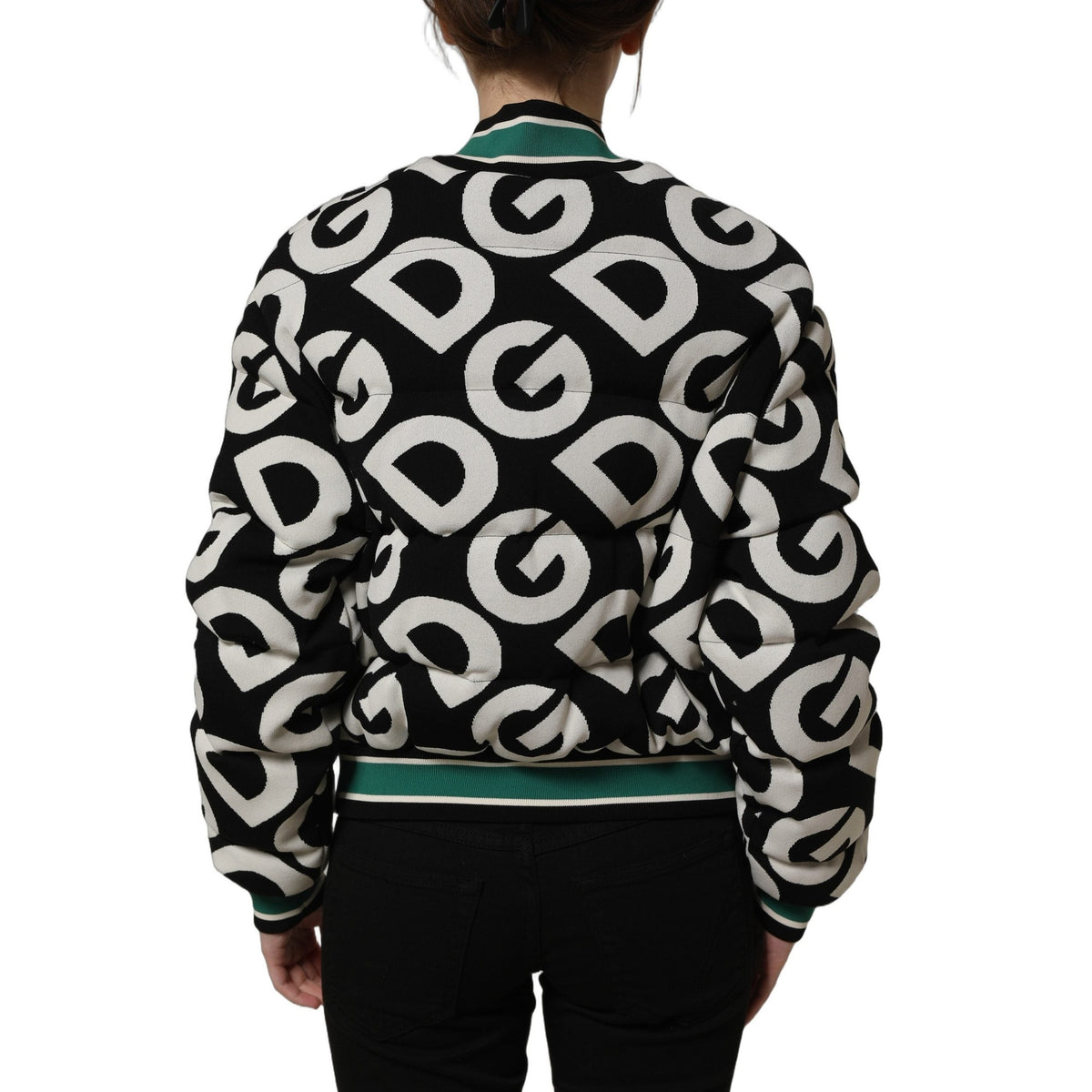 Dolce & Gabbana Multicolor Logo Full Zip Bomber Jacket