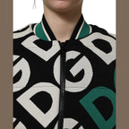 Dolce & Gabbana Multicolor Logo Full Zip Bomber Jacket
