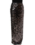 Brown Dolce & Gabbana pencil skirt with sequinned embellishments and detailed embellishments, form-fitting and elegant.