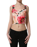 Dolce & Gabbana multicolor floral cropped bustier tank top featuring vibrant floral pattern and fitted sleeveless design.