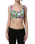 Dolce & Gabbana multicolor floral cropped bustier tank top with vibrant floral print and fitted design.