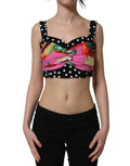 Dolce & Gabbana multicolor silk cropped bustier corset top with floral pattern and fitted design.