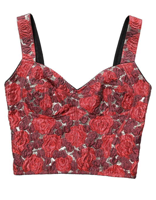 Dolce & Gabbana Multicolor Floral Cropped Bustier Tank Top Dolce & Gabbana