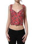 Dolce & Gabbana multicolor floral cropped bustier tank top with vibrant floral print and fitted style.