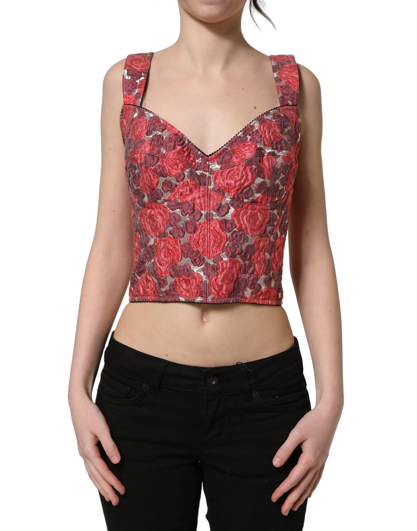 Dolce & Gabbana Multicolor Floral Cropped Bustier Tank Top Dolce & Gabbana
