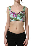 Dolce & Gabbana multicolor floral cropped bustier tank top with vibrant floral print and fitted design.