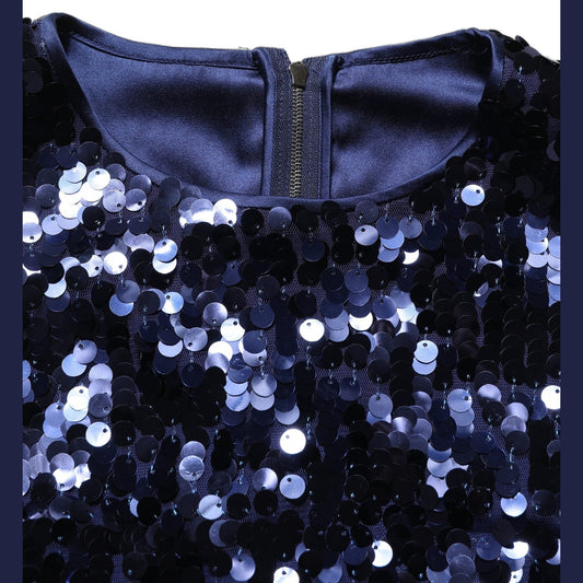 Dolce & Gabbana Blue Sequined Sleeveless Cropped Tank Top