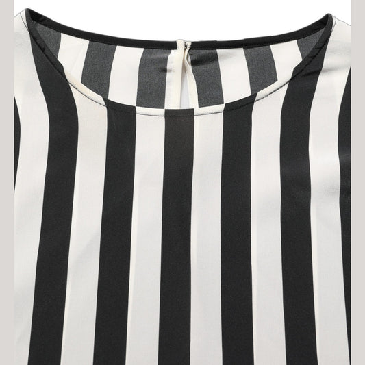 Dolce & Gabbana Black White Stripes Round Neck Blouse Top