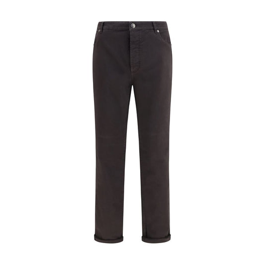 Brunello Cucinelli Brown Cotton Cropped Jeans Brunello Cucinelli