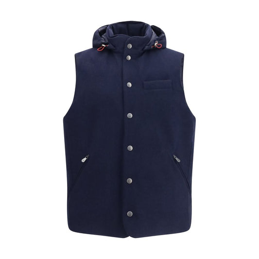 Brunello Cucinelli Blue Wool Oves Aries Sleeveless Jacket Brunello Cucinelli
