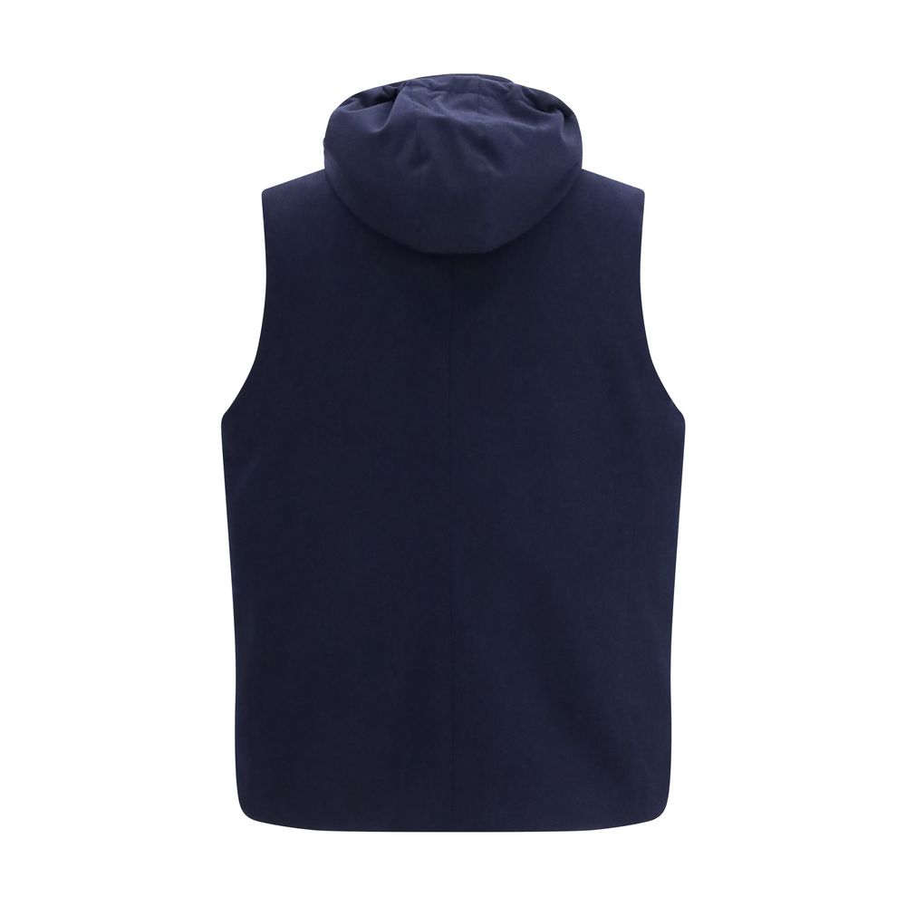 Brunello Cucinelli Blue Wool Oves Aries Sleeveless Jacket Brunello Cucinelli