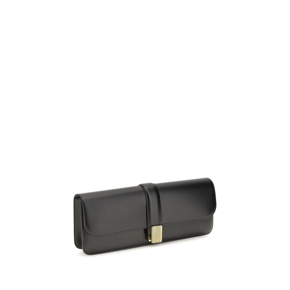 Khaite Black Calf Leather Bos Taurus Clutch Bag Khaite