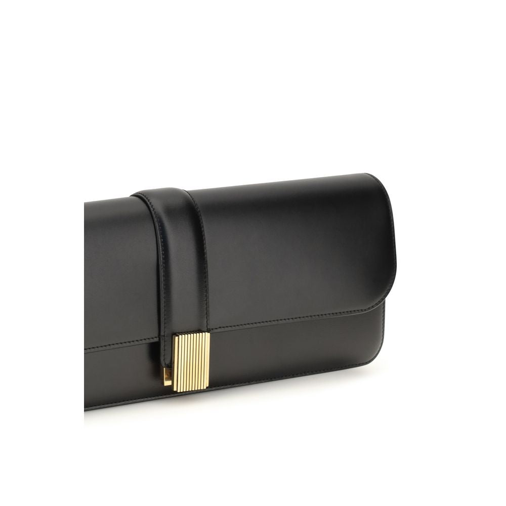 Khaite Black Calf Leather Bos Taurus Clutch Bag Khaite