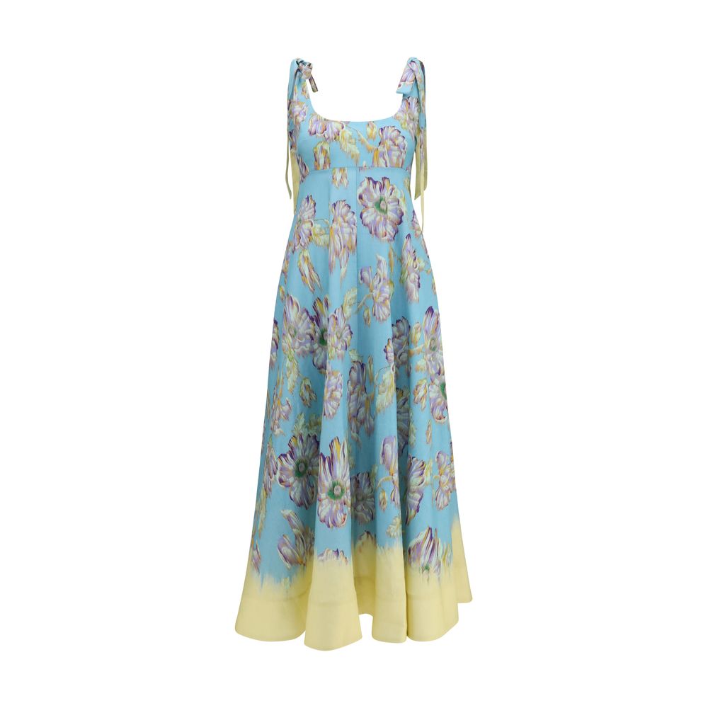 Alemais multicolor linen casual dress with a relaxed fit, featuring vibrant patterns and lightweight fabric for comfortable wear.