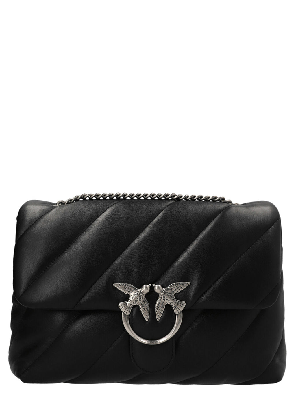 PINKO Black Lamb Leather Crossbody Bag - Eljoys Fashion 