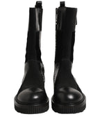 Dolce & Gabbana Black Patchwork Leather Mid Calf Boots Shoes Dolce & Gabbana