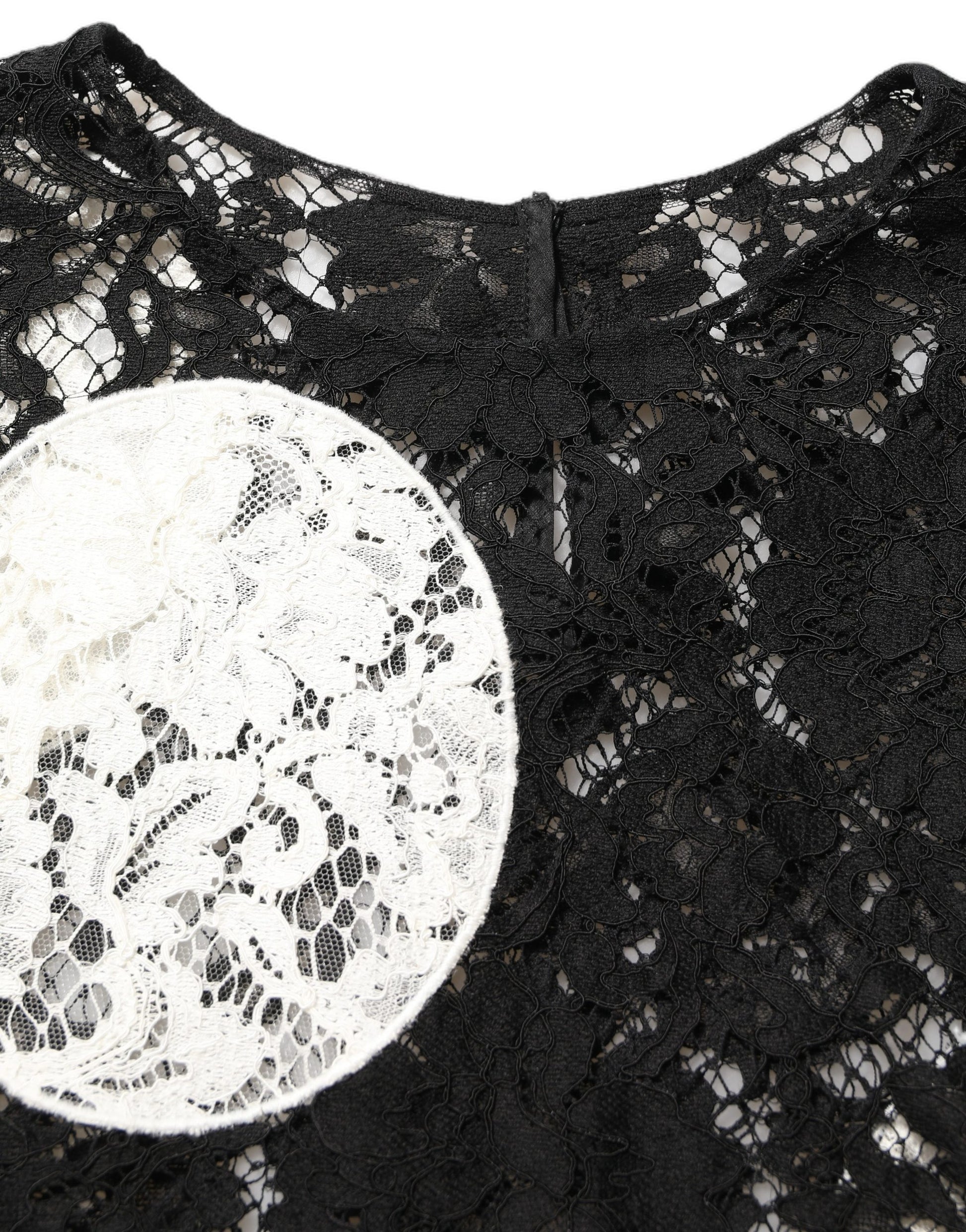 Dolce & Gabbana Black White Floral Lace Short Sleeve Blouse Top Dolce & Gabbana