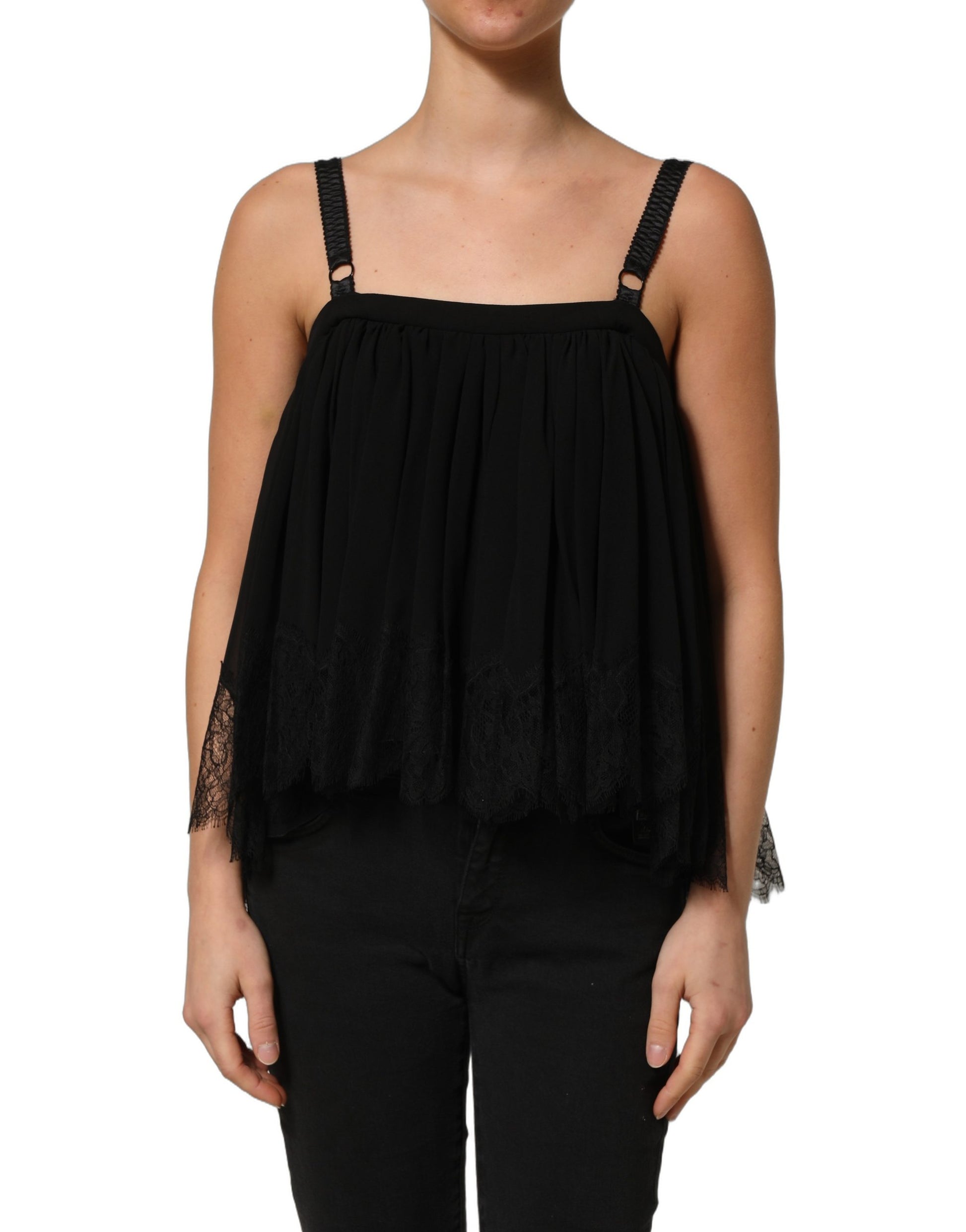 Dolce & Gabbana Black Sleeveless Floral Lace Tank Blouse Top Dolce & Gabbana