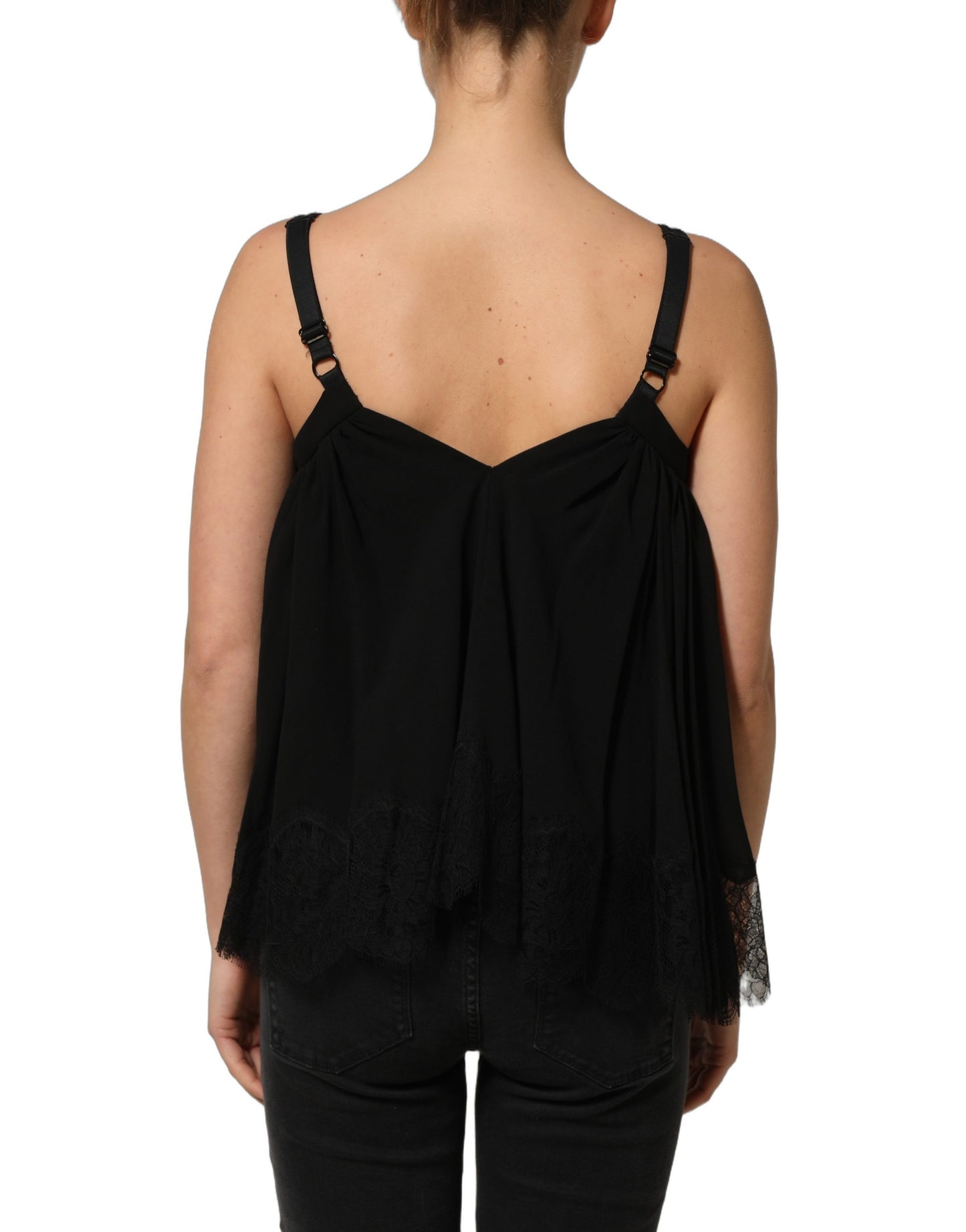 Dolce & Gabbana Black Sleeveless Floral Lace Tank Blouse Top Dolce & Gabbana
