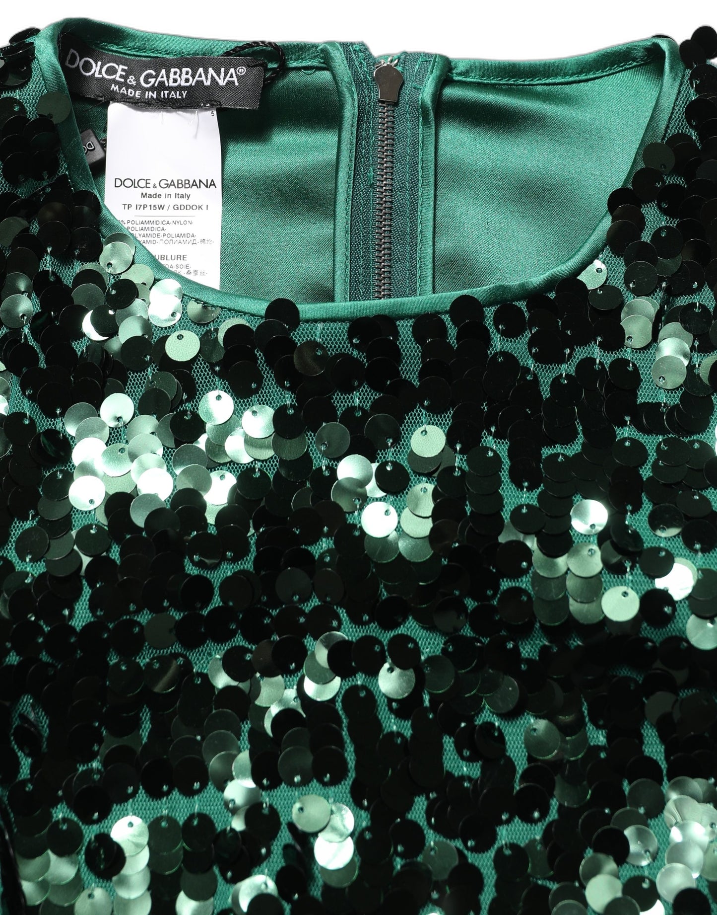 Dolce & Gabbana Green Sequined Long Sleeves Crop Blouse Top Dolce & Gabbana