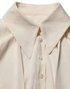 Dolce & Gabbana Off White Ascot Collar Long Sleeves Blouse Top Dolce & Gabbana