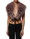 Pink acrylic faux fur knit shrug vest by Dolce & Gabbana, featuring a cozy, stylish top with textured knit and plush fur accents.