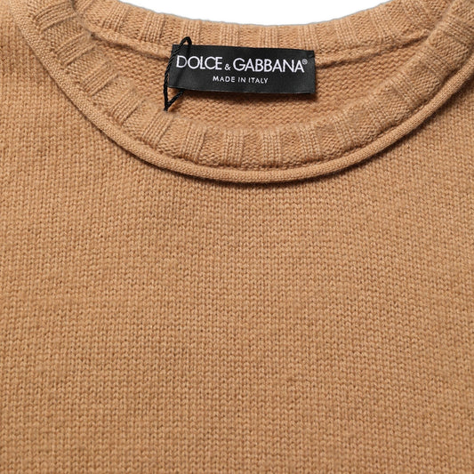 Dolce & Gabbana Brown Wool Short Sleeves Cropped Blouse Top Dolce & Gabbana