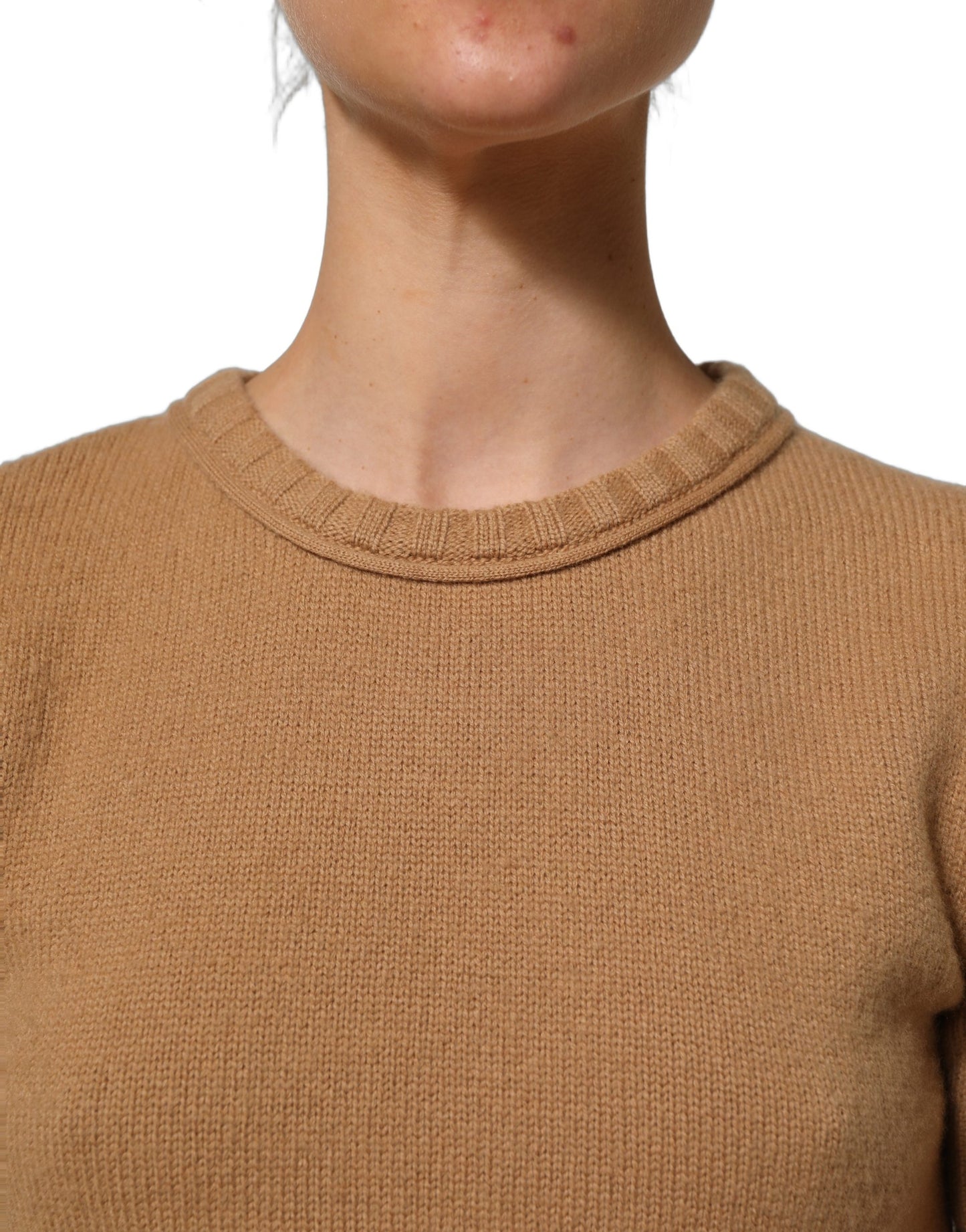 Dolce & Gabbana Brown Wool Short Sleeves Cropped Blouse Top Dolce & Gabbana
