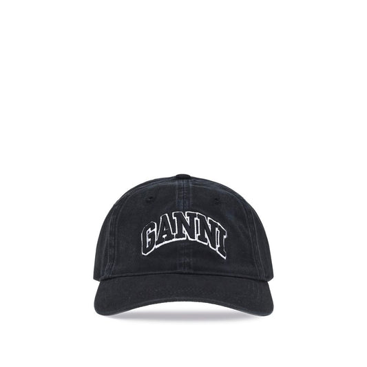 Ganni Black Cotton Cap Baseball Hat Ganni
