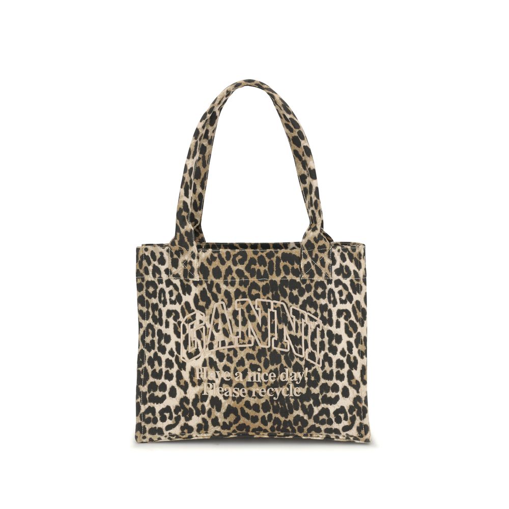 Ganni Brown Recycled Cotton Shoulder Bag Ganni