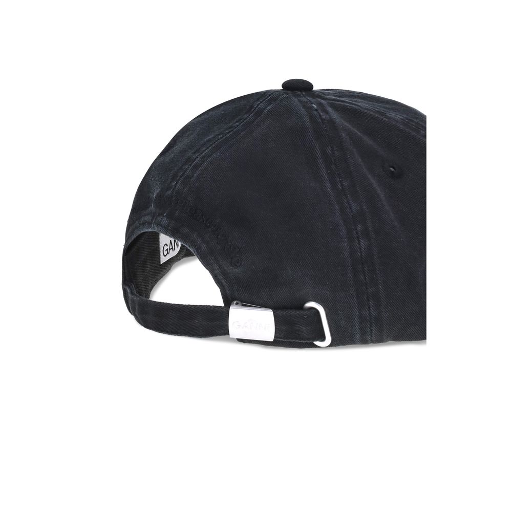Ganni Black Cotton Cap Baseball Hat Ganni