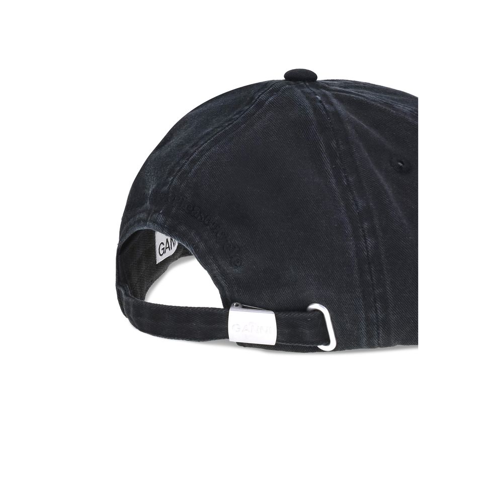 Ganni Black Cotton Cap Baseball Hat Ganni