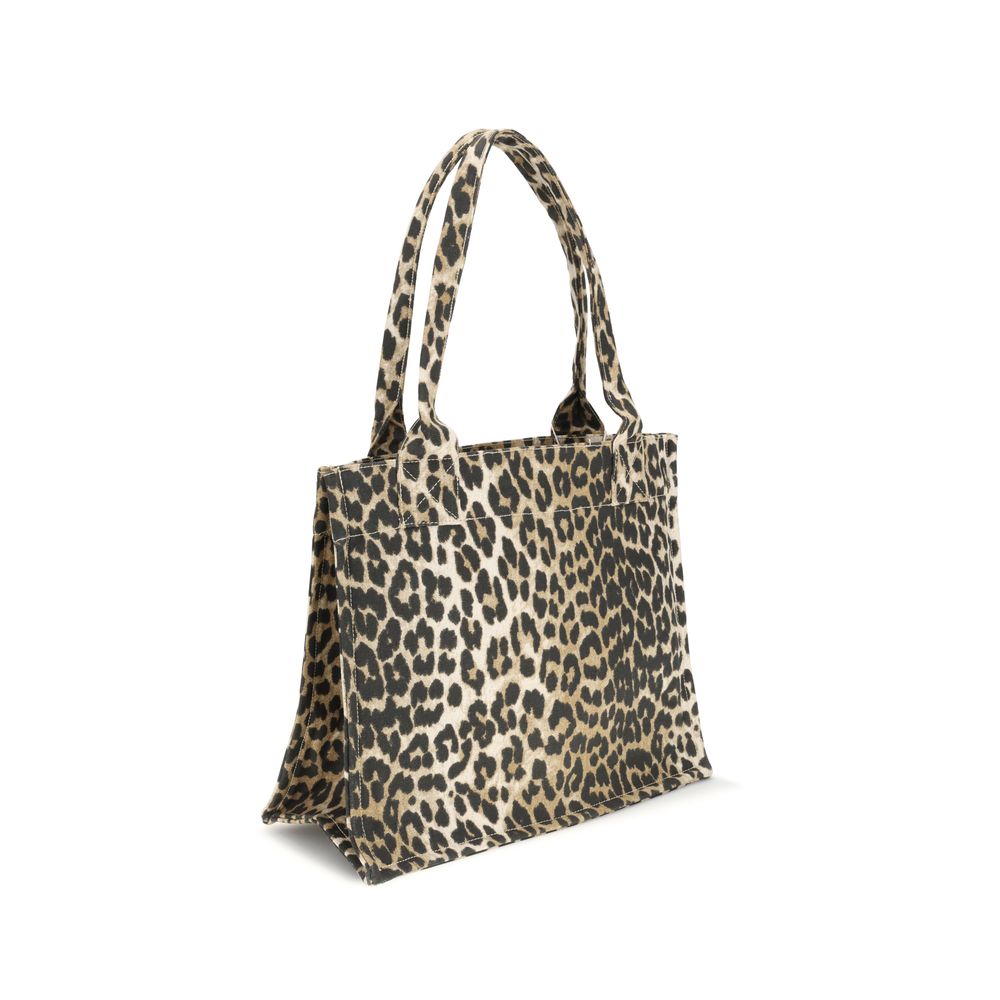 Ganni Brown Recycled Cotton Shoulder Bag Ganni
