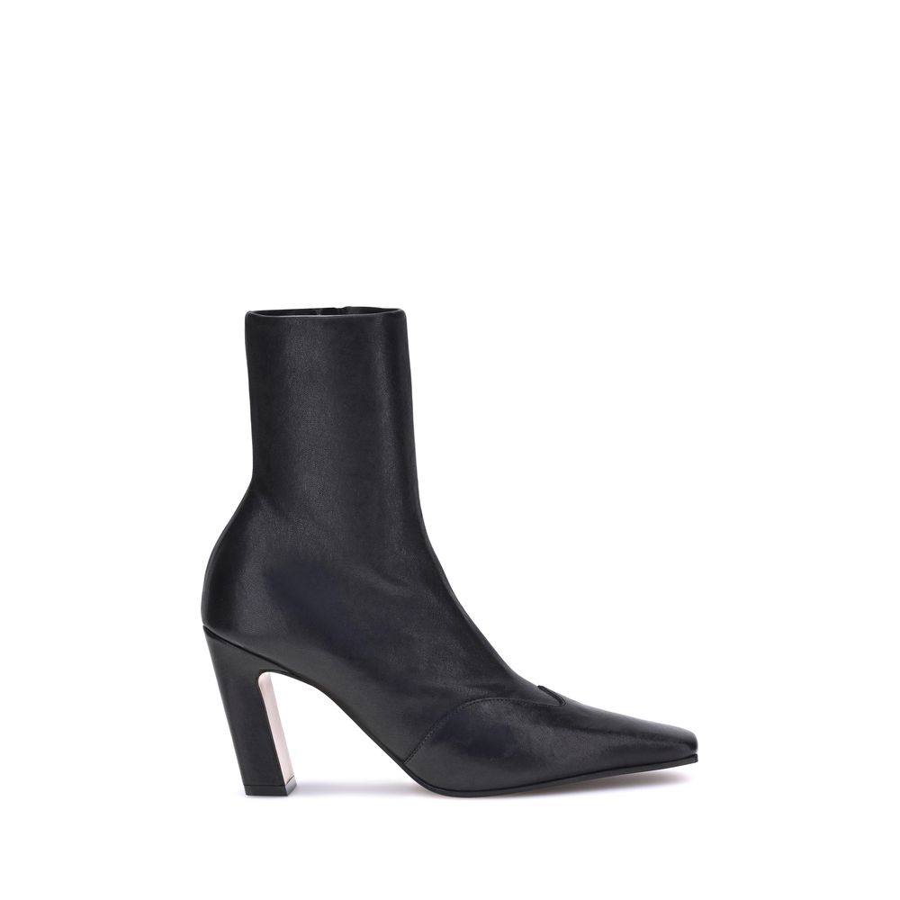 Khaite Black Calf Leather Bos Taurus Ankle Boots Khaite