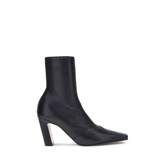 Khaite Black Calf Leather Bos Taurus Ankle Boots Khaite