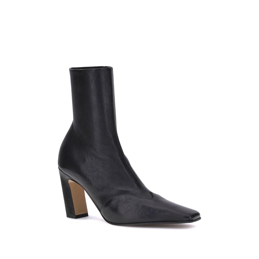 Khaite Black Calf Leather Bos Taurus Ankle Boots Khaite