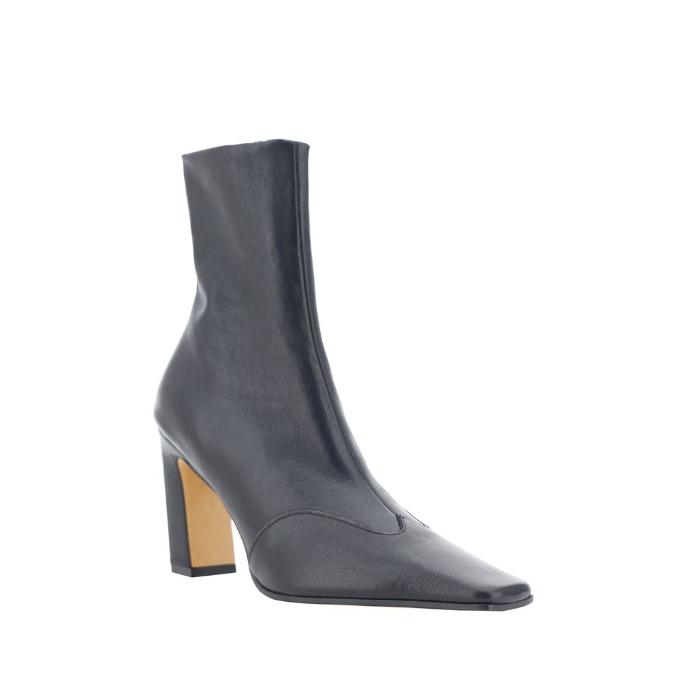 Khaite Black Calf Leather Bos Taurus Ankle Boots Khaite