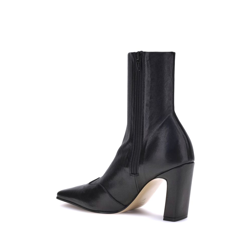 Khaite Black Calf Leather Bos Taurus Ankle Boots Khaite