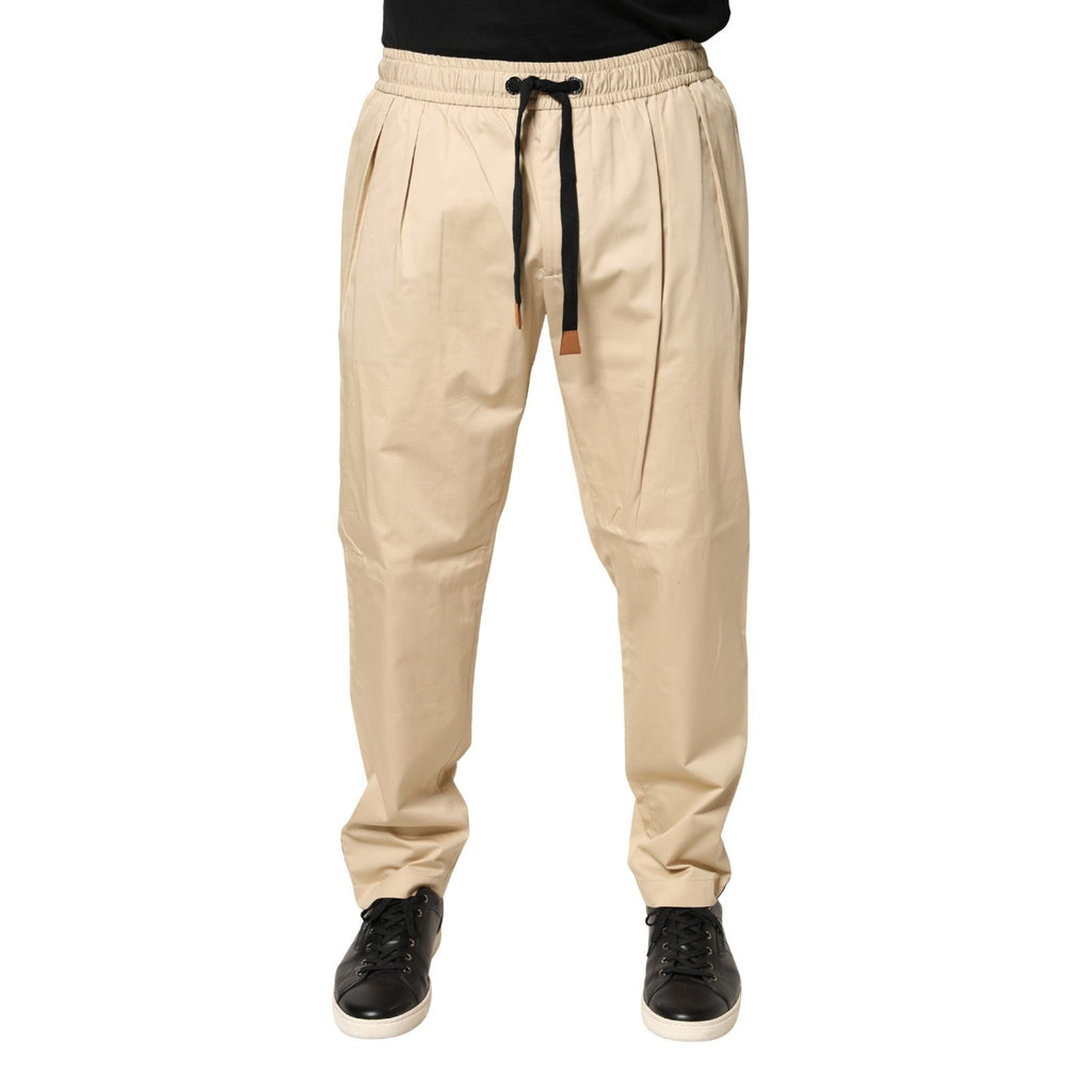 Dolce & Gabbana Beige Cotton Skinny Men Jogger Trouser Pants Dolce & Gabbana