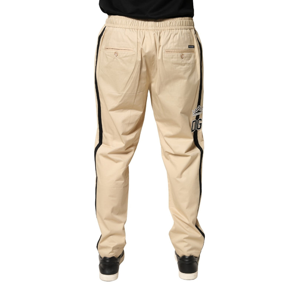 Dolce & Gabbana Beige Cotton Skinny Men Jogger Trouser Pants Dolce & Gabbana