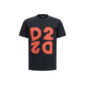 Black cotton T-shirt by Dsquared² with a crew neck and logo detail, displayed flat on a white background.