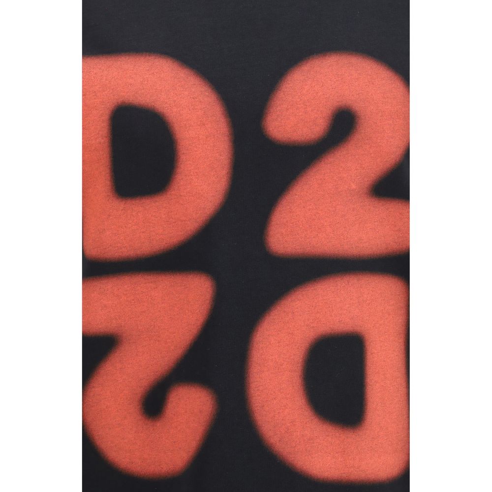 Black Dsquared² cotton T-shirt with logo detail, casual fit, and short sleeves, displayed on a plain background.