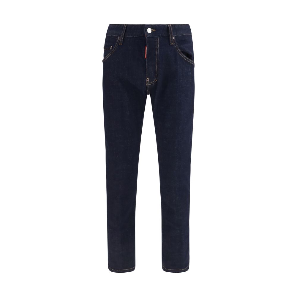 Blue cotton slim fit jeans by Dsquared² with classic five-pocket design and subtle branding details.