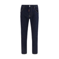 Blue cotton slim fit jeans by Dsquared² with classic five-pocket design and subtle branding details.