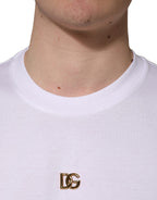 Dolce & Gabbana White Metal DG Logo Cotton Short Sleeves T-shirt