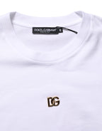 Dolce & Gabbana White Metal DG Logo Cotton Short Sleeves T-shirt